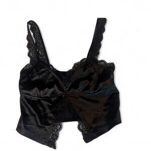 Forever 21 Black Crop Top with Lace Trim